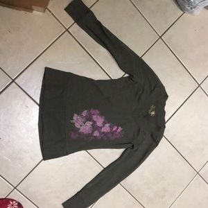 Dark green floral shirt (XS)